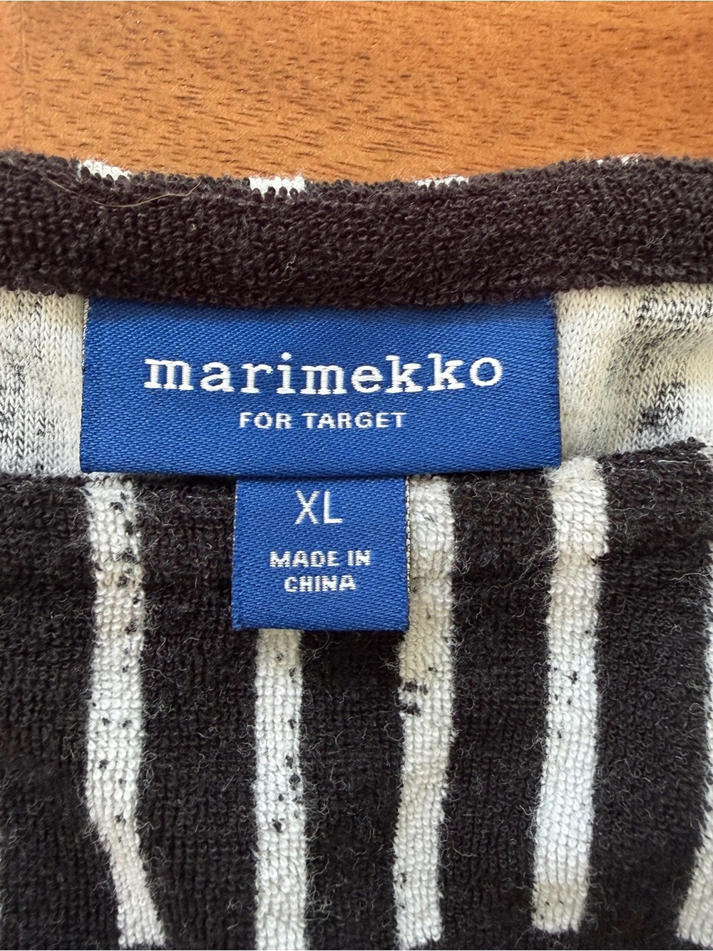 Marimekko Black and White Striped Terry Coth Swim Cover Up Size XL - Picture 2 of 9